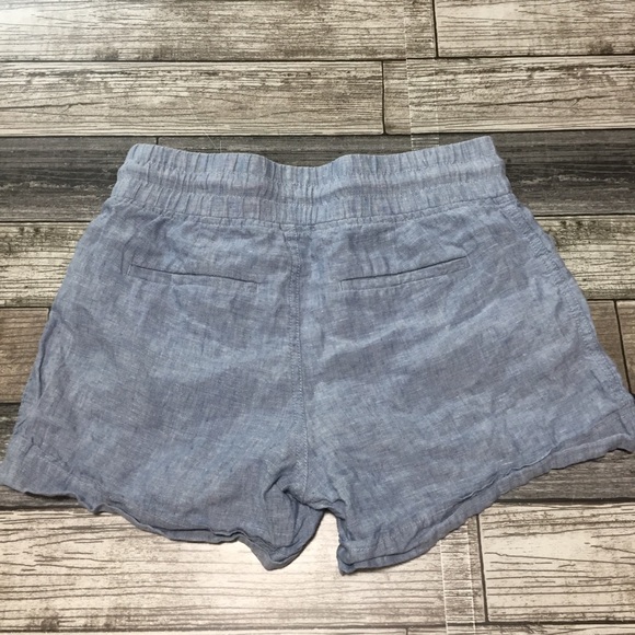 Athleta Cabo Linen 4 Inch Shorts Women’s 2 Blue Drawstring Casual - Picture 6 of 8